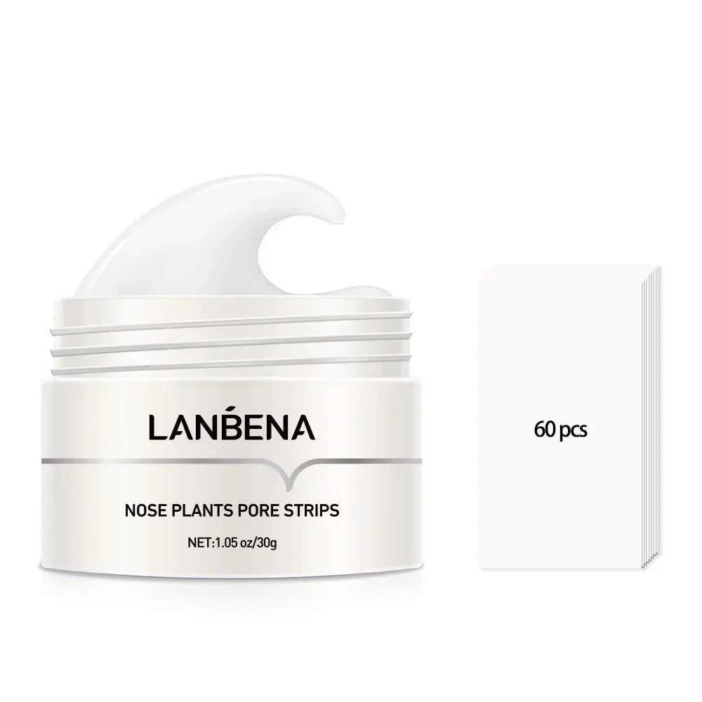 LANBENA Blackhead Remove Peel Off Mask Aloe Vera Extract Oil Control Nose Mask with 60pcs Cleanses for Deep Clean Hydrating