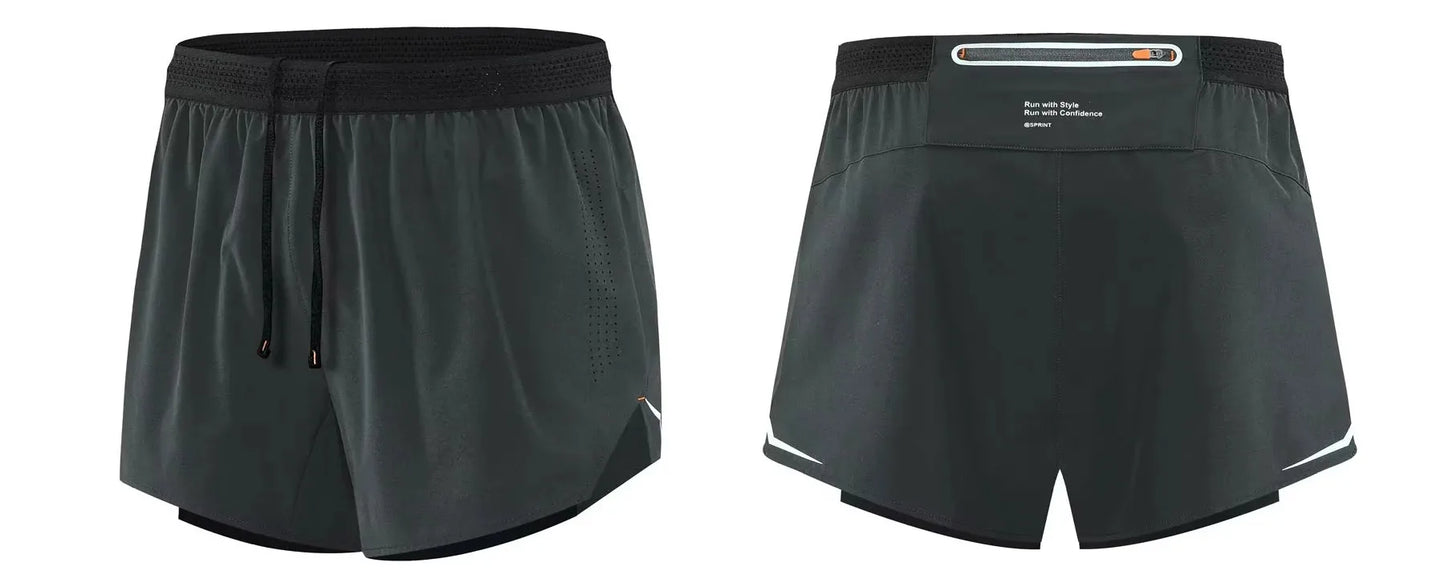 Men Running Shorts Gym Marathon Track Sports Shorts 2 In 1 Quick Dry Workout Training Gym Fitness Short Pants Summer Men Shorts