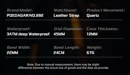 POEDAGAR Luxury Top Men Wristwatch Quartz Original Leather Men's Watches Date Chronograph Waterproof Luminous Man Watch Male+Box