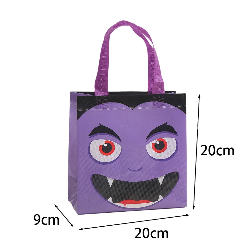 5 PCS Halloween Non-Woven Treat Bags Pumpkin Ghost Bat Mummy Monster Cat Pattern Totes Bag Trick or Treat Halloween Party Favor