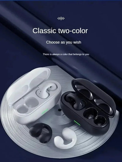 Bluetooth Earphone 5.3 Wireless Bone Conduction Headphones Clip Ear Music Noise Canceling HD Call Sports Gaming Earphone