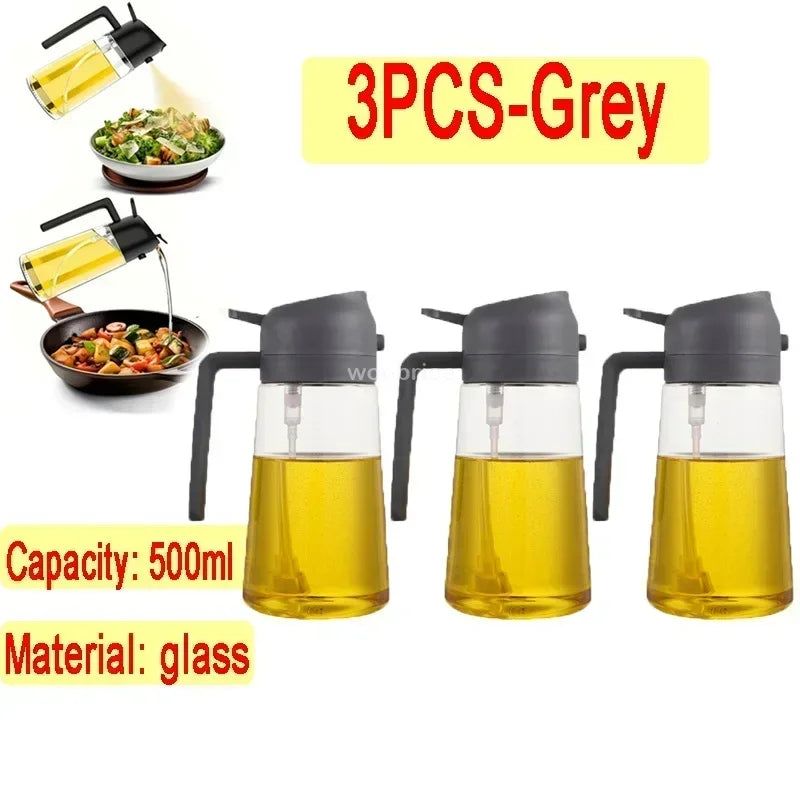 Dual Purpose Glass Oil Bottle Kitchen Spray Oil Sprayer Bottle Kitchen Oils Spray Can Leakproof Oil Spray Bottle Household