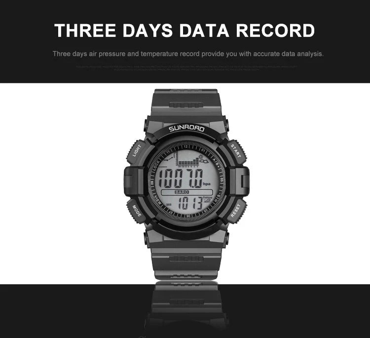 SUNROAD New 715A Sports Watch Altimeter Men's Digital Watches For Men Fishing Clock 3ATM Waterproof Present Reloj Hombre