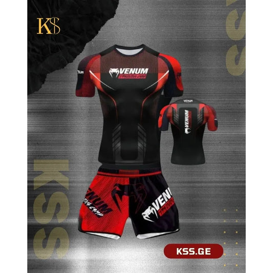 UFC Boxing Muay Thai Short Sleeved Shorts Set MMA Men's and Women's Outdoor Sports Casual Fashion Trend for Adults and Children