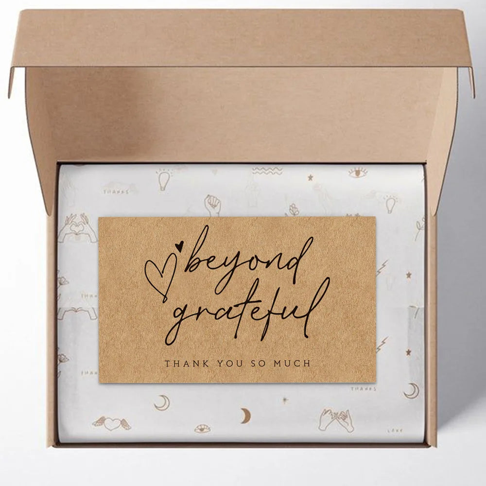 10-30pcs Natural Kraft Paper "beyond grateful" Cards Thank You Card For Small Shop Gift Decoration Card For Small Business Card