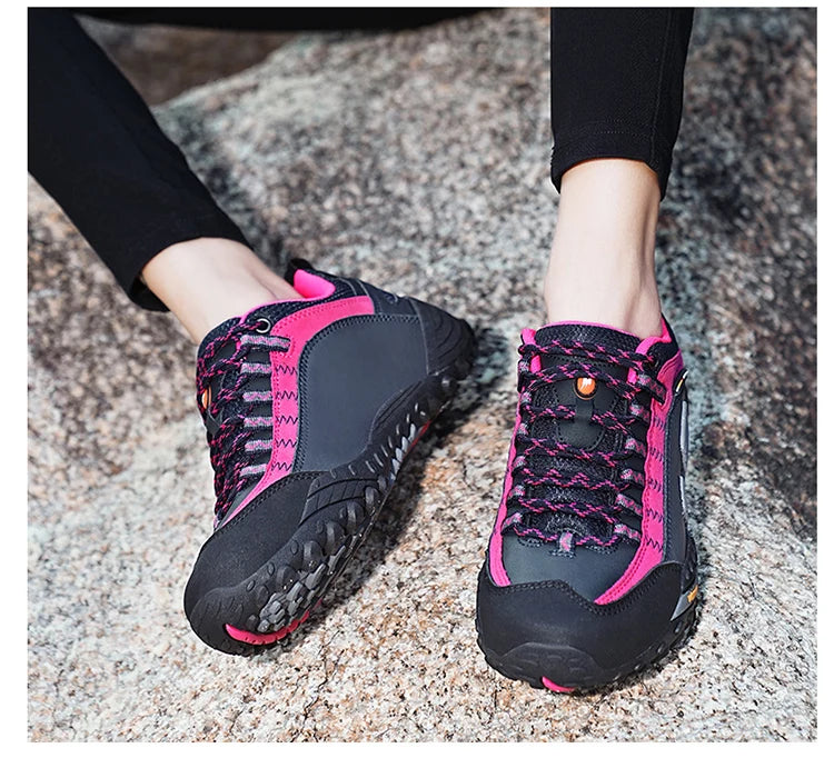 Outdoor couple hiking shoes, men's waterproof hiking shoes, leather tactical shoes, women's non slip outdoor shoes