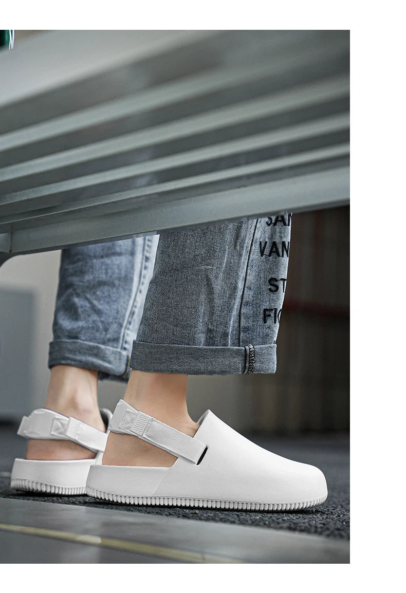 Summers Clogs Man Slippers Men Flat Mules Beach Sandals Quick Drying Water Shoes Work Casual Garden Lightweight Slippers