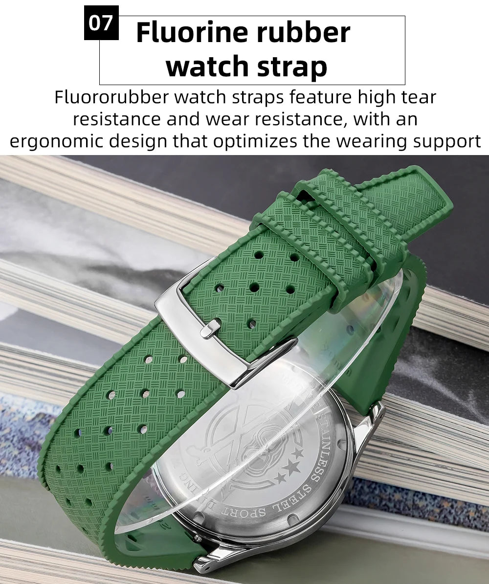 ADDIESDIVE New Men Watch 38mm VK64 Chronograph Fluororubber Luxury Domed Glass BGW9 Luminous 100m Waterproof Quartz Wristwatch