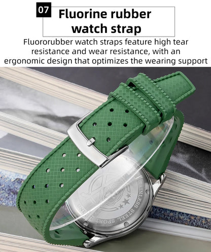 ADDIESDIVE New Men Watch 38mm VK64 Chronograph Fluororubber Luxury Domed Glass BGW9 Luminous 100m Waterproof Quartz Wristwatch