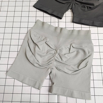 No Logo Dynamic Shorts , Women's Seamless Scrunch  Yoga High Waist Band Gym Short High Stretch Workout Biker Shorts
