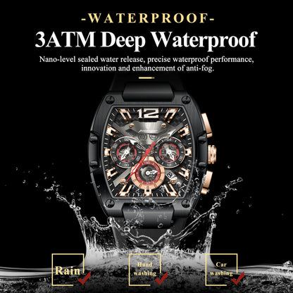 POEDAGAR Luxury Watches For Men Sport Casual Waterproof Luminous Date Man Wristwatch Chronograph Quartz Silicone Men Watch Reloj