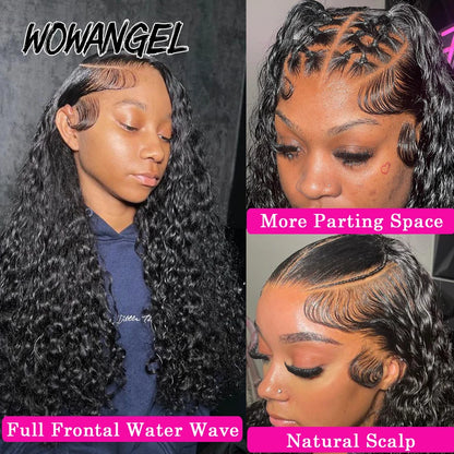 Wow Angel 250% HD Lace Frontal Wigs 13X6 Water Wave Wigs 13x4 Lace Frontal Wigs Pre Plucked Curly Wig Human Hair Wig For Woman