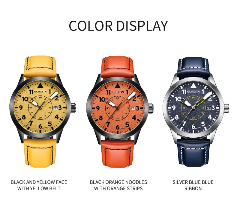 OCHSTIN Men Automatic Mechanical Movement Watch Leather Strap Nylon Male Clock Fashion Waterproof for Men Gift Wirstwatches
