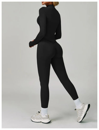 2/3PCS Yoga Suit Sports Set Women Tracksuit Gym Set Seamless Running Workout Set Push Up Long Sleeve Sports Jacket Yoga Clothing