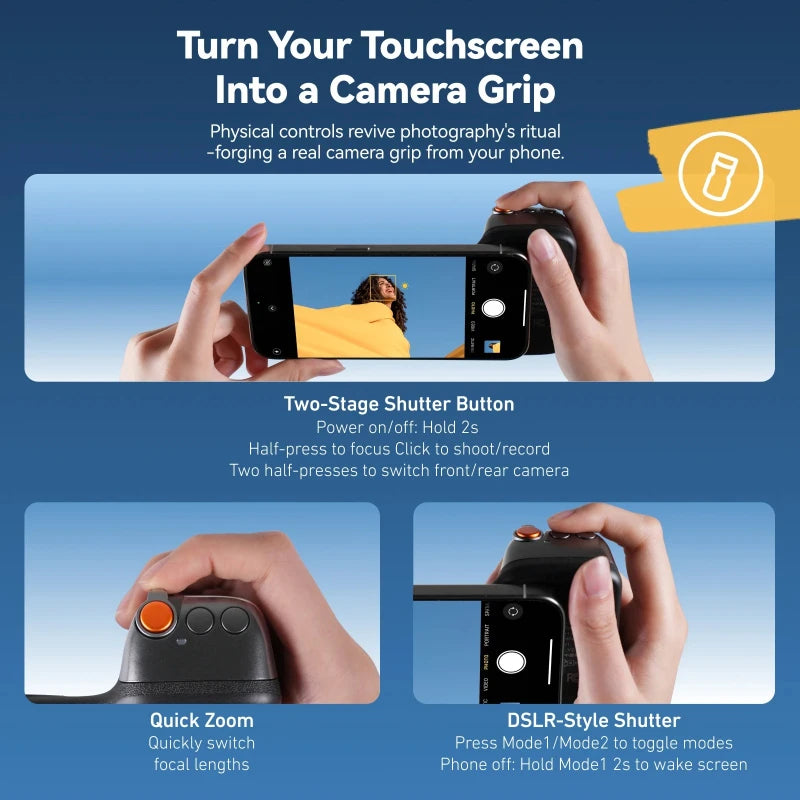 TELESIN Phone Camera Shoot Hand Grip Magnetic Smart Phone Holder Shooting Aid Remote Control Handle For Iphone Android Phone