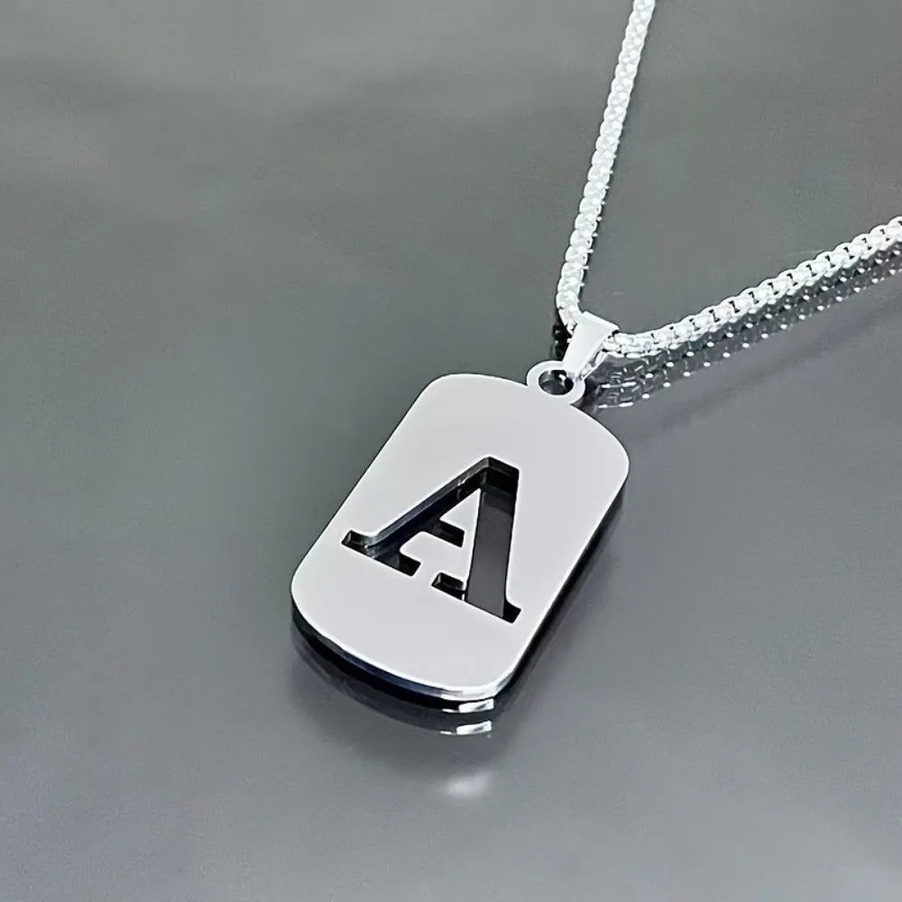 Stainless steel Men Women Pendant Necklace Hollow 26 Mother Without Plating Design  Style Hip Hop Chain for Daily Wear and Gift