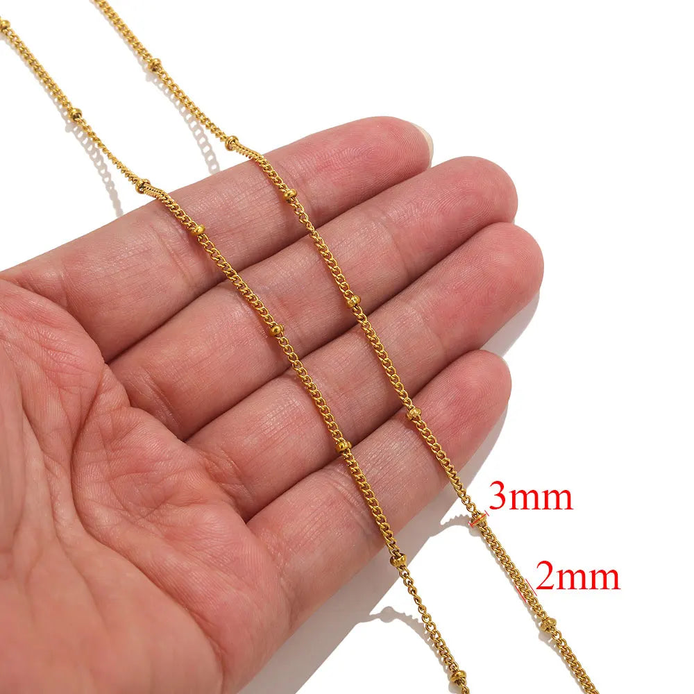 2-meter Lips Beads Chain Stainless Steel Cable Chains for Jewelry Making DIY Necklace Bracelet Accessories Gold Chain Findings