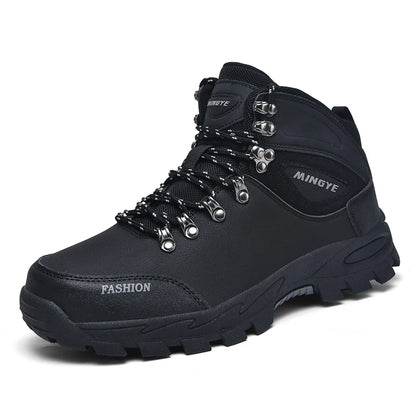 Mens Hiking Boots Non Slip Winter Lace Up Warm Comfortable Breathable High Top Boots Outdoor Leisure Sports Shoes for Men