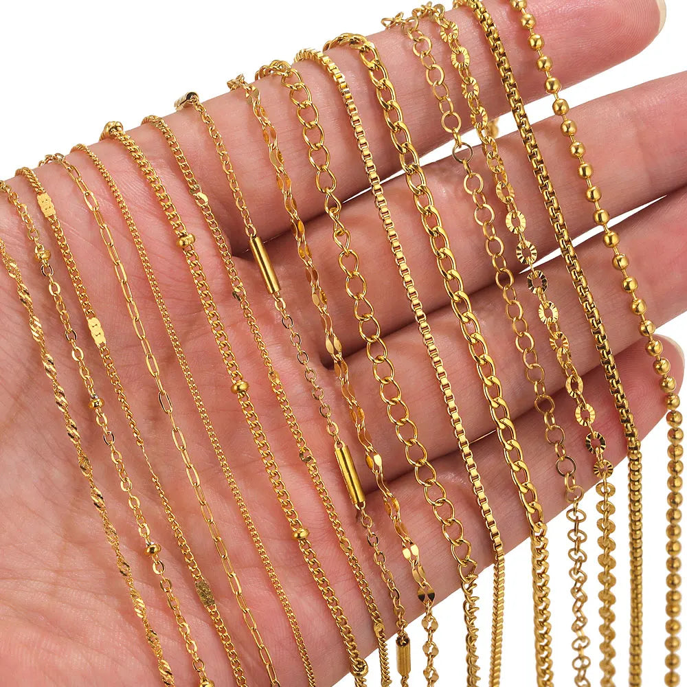 2-meter Lips Beads Chain Stainless Steel Cable Chains for Jewelry Making DIY Necklace Bracelet Accessories Gold Chain Findings