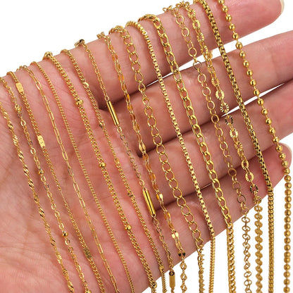 2-meter Lips Beads Chain Stainless Steel Cable Chains for Jewelry Making DIY Necklace Bracelet Accessories Gold Chain Findings