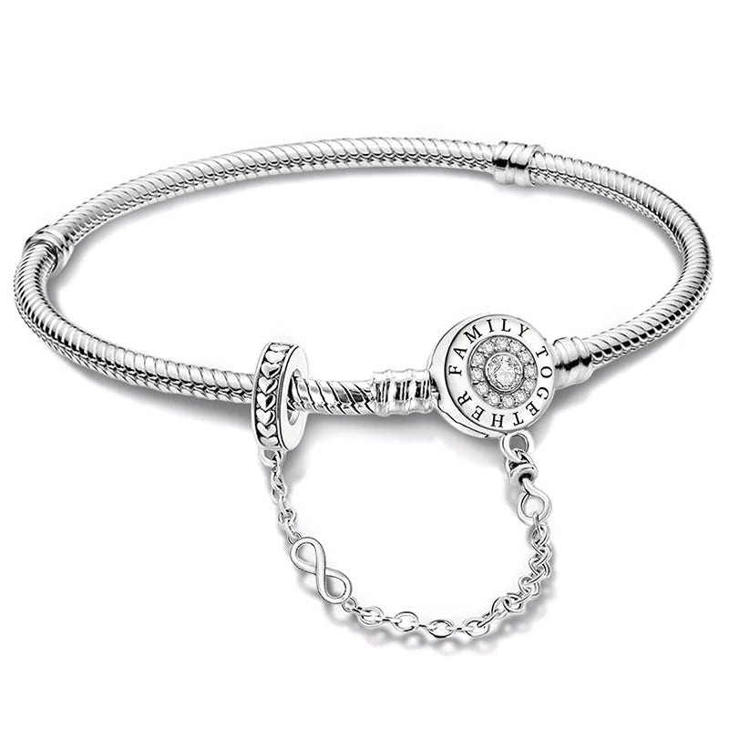 925 Sterling Silver Zircon Sweet Love Heart Bracelet DIY Bead Making Fit Original Pan Bracelets Fine Jewelry Gift