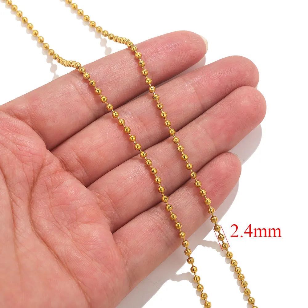 2-meter Lips Beads Chain Stainless Steel Cable Chains for Jewelry Making DIY Necklace Bracelet Accessories Gold Chain Findings