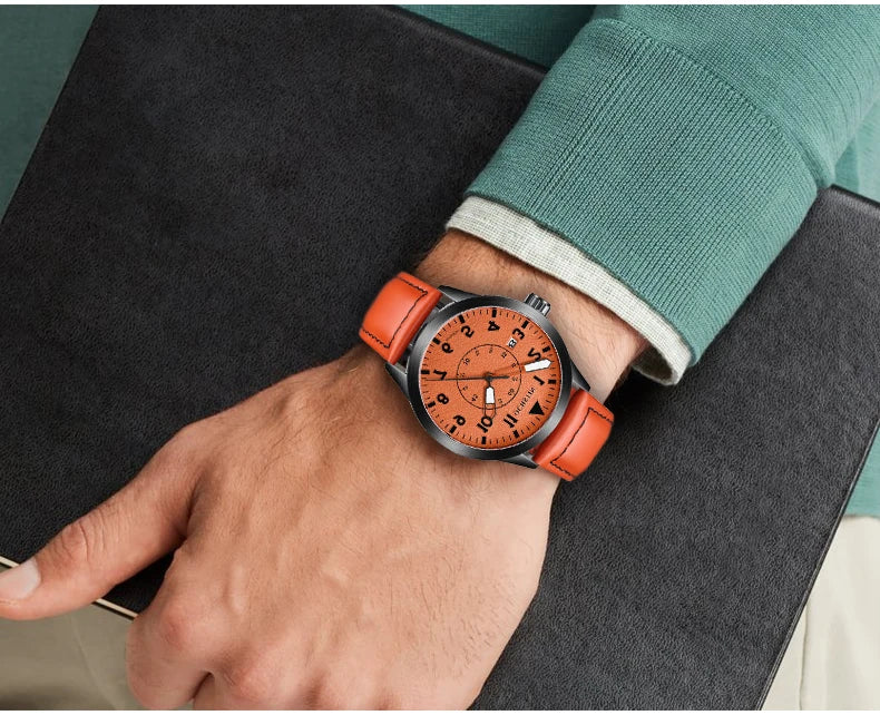 OCHSTIN Men Automatic Mechanical Movement Watch Leather Strap Nylon Male Clock Fashion Waterproof for Men Gift Wirstwatches
