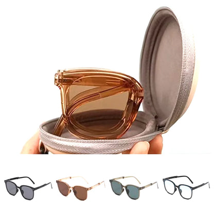 Foldable Sunglasses with Case for Women, Fashion Air Cushion Eyewear, UV 400 Polarized Eyewear