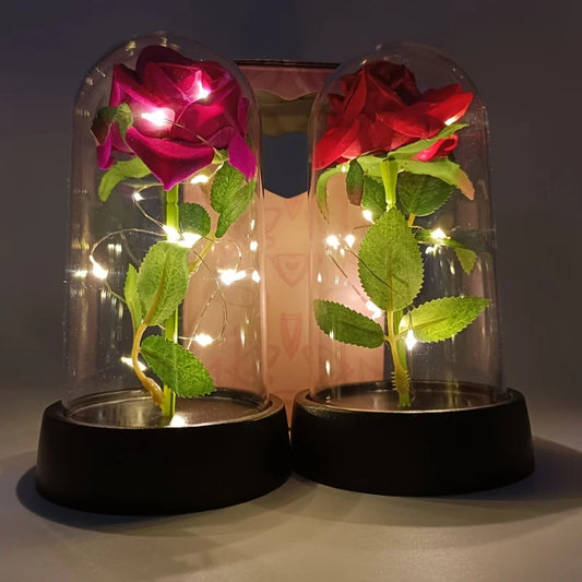 Wedding anniversary gift, Valentine's Day gift, eternal rose flower, colorful luminous ornament for women, mother, girlfriend, wife, home decoration.