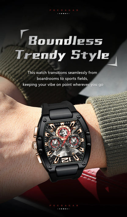 POEDAGAR Luxury Watches For Men Sport Casual Waterproof Luminous Date Man Wristwatch Chronograph Quartz Silicone Men Watch Reloj