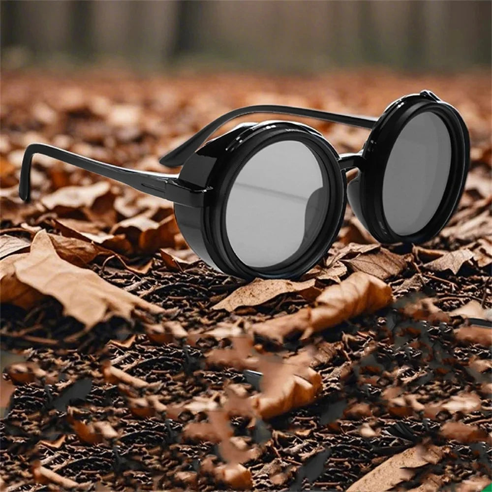 ND9 Retro Punk Round Adjustable Darkening Sunglasses for Men, Outdoor Fishing, UV400 Polarized Driving Glasses