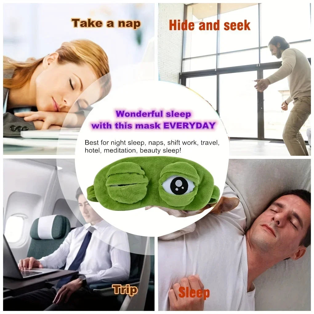 3D Frog Sleep Mask Natural Sleeping Shade Women Men Creative Cartoon Soft Portable Sale Travel Office Eyepatch
