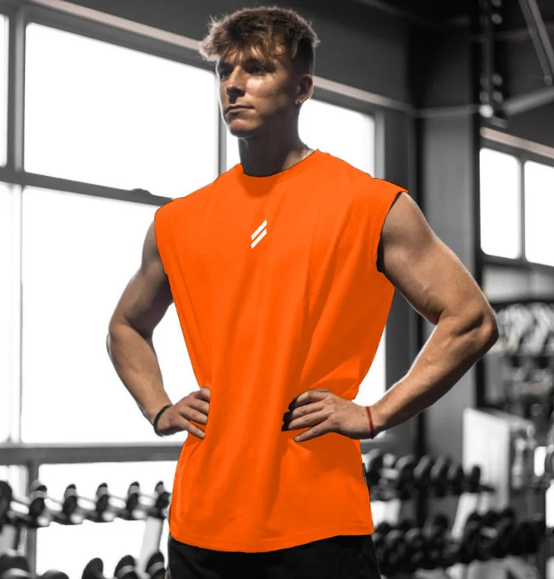 Men's sleeveless sports t-shirt, quick-drying, breathable, hollow, for training, summer