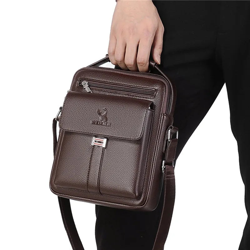 2025 New Men's Crossbody Shoulder Bags Waterproof Vintage Large Capacity PU Leather Bag Men's Messenger Tote
