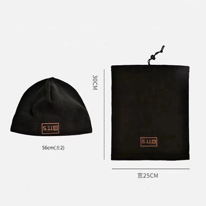 Tactical Fleece Hat&amp;Scarf Set Thermal Head Cover Winter Warm Balaclava Face Mask Sports Cycling Bonnet Neck Protector