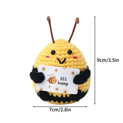 Cute Mini Positive Crochet Bee Hand-woven Animal Doll Thank You Gift for Birthday Teachers Graduation Car Interior Accessories