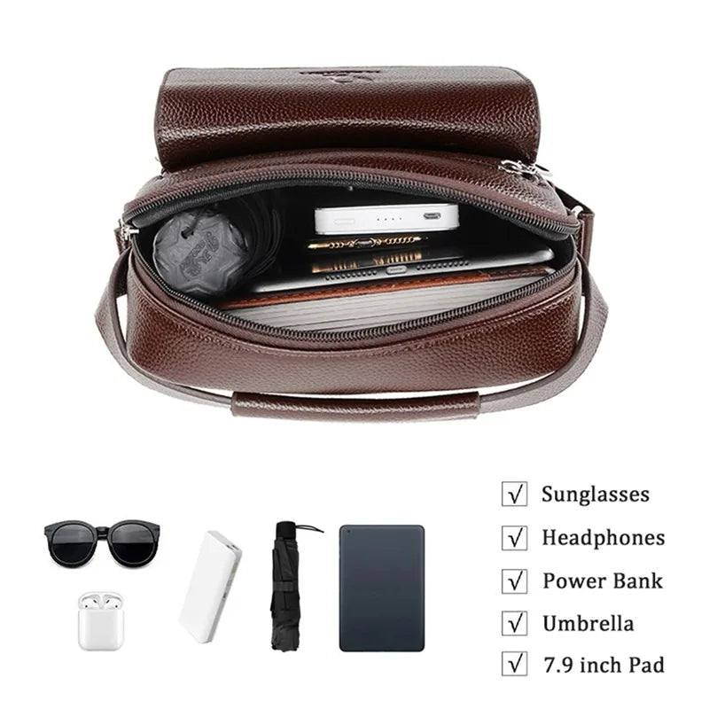 2025 New Men's Crossbody Shoulder Bags Waterproof Vintage Large Capacity PU Leather Bag Men's Messenger Tote