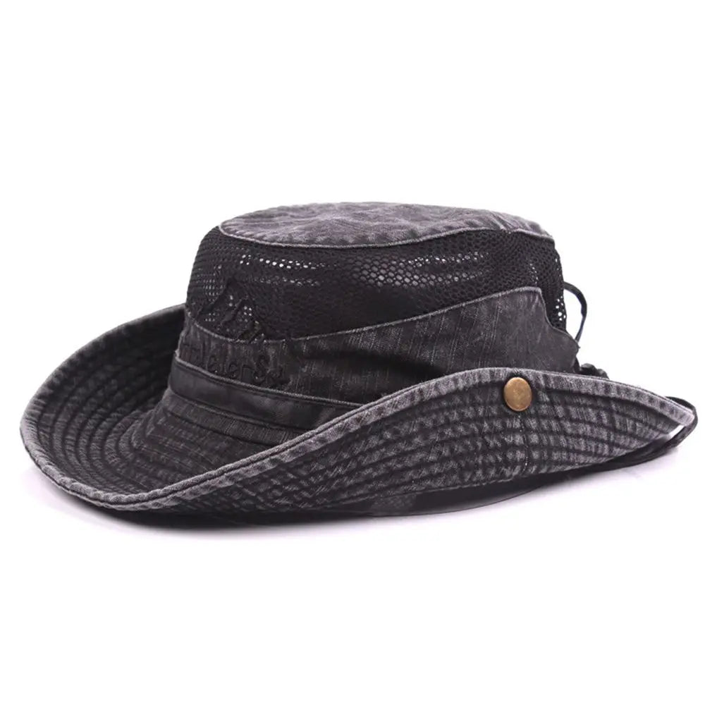 Foldable Cotton Sun Protection Hat Adjustable Breathable Wide Brim Fishing Cap Bucket Hat Jungle Hat Outdoor Camping Accessories