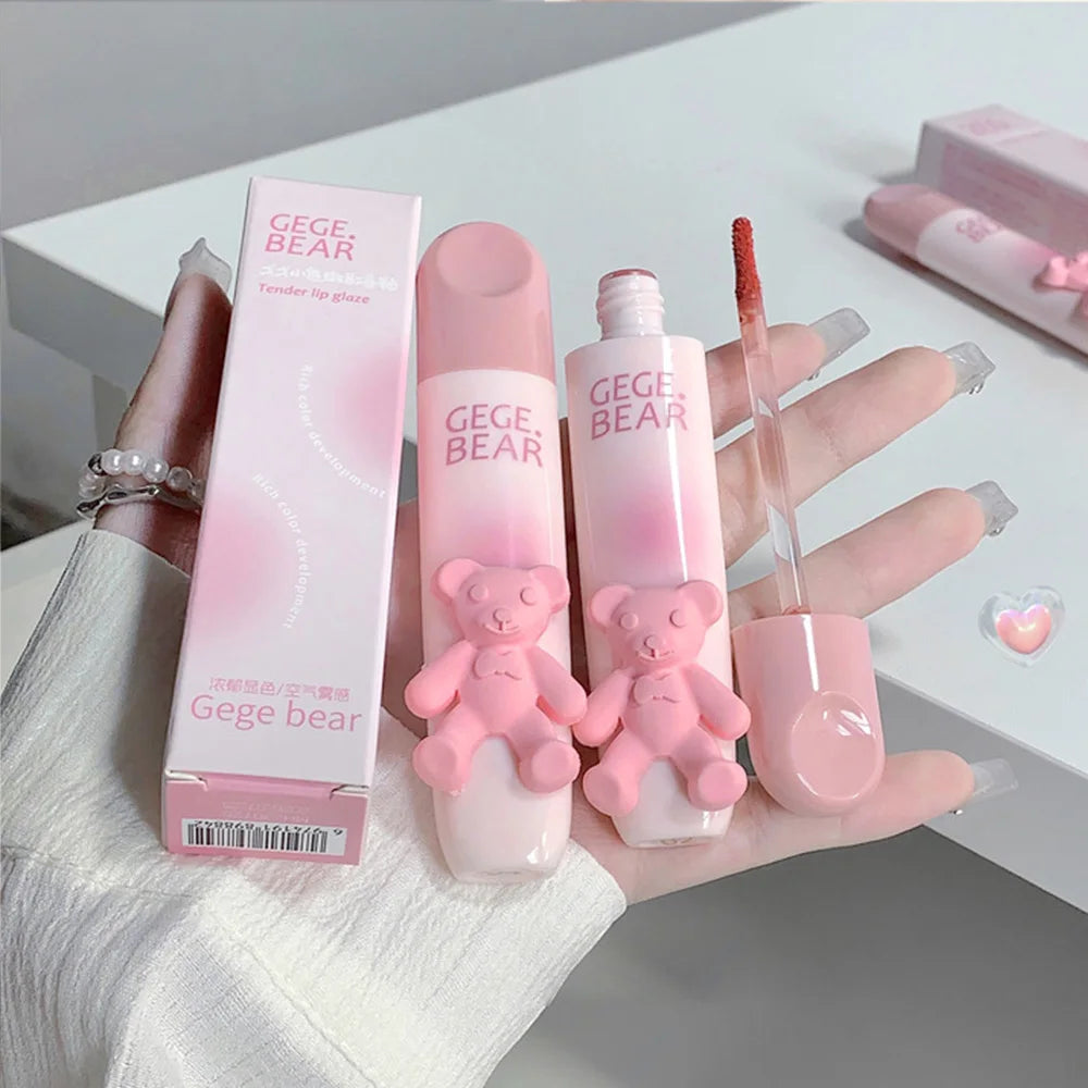 Gegebear Bear Lip Glaze Matte Velvet Lipstick Long-lasting Whitening Lip Cream Lip Mud