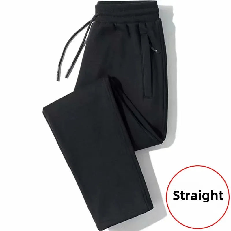 Men's Loose-Fit Fleece-Lined Long Casual Pants Autumn/Winter 2024 Spring/Autumn Korean Style Straight-Leg Pants For Youth