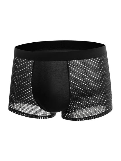 8pcs/set Men's Underwear Ice Silk Mesh Men Panties Breathable Traceless Fashion Panties Male Solid Color Boxer Shorts