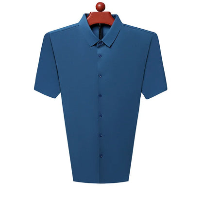 Men's Ultra Stretch Short Sleeve T-Shirt Business Casual Breathable Stretchable Abrasion-Resistant Solid Color Short Sleeve Shirt