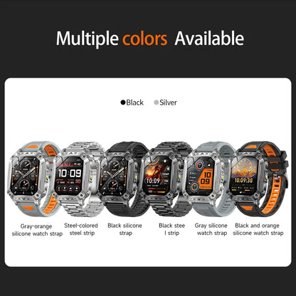 Robust military smart watch 1400Mah battery fitness tracking 10ATM waterproof tactical sports flashlight men's phone watch