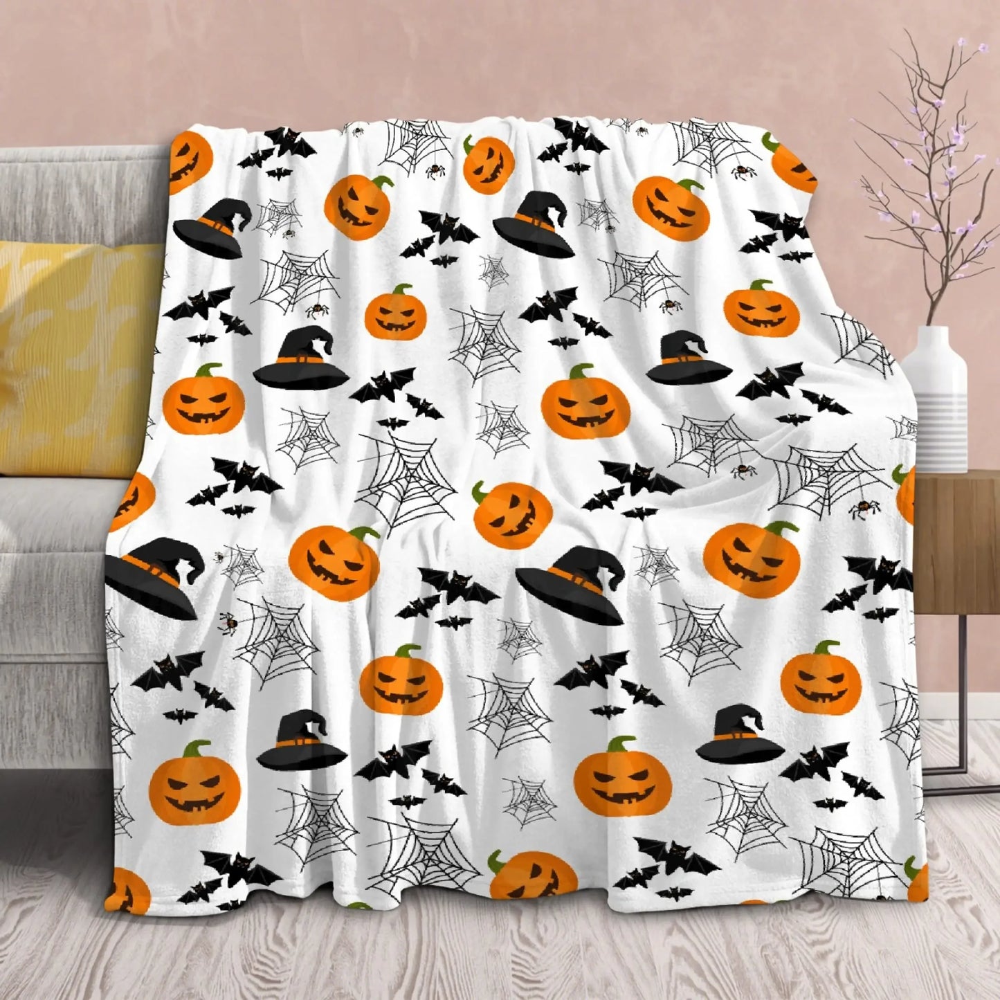Halloween Throw Blanket for Couch Bed Halloween Fall Thanksgiving Gift Blanket Pumpkin and Ghost Print Blankets Sofa Blankets