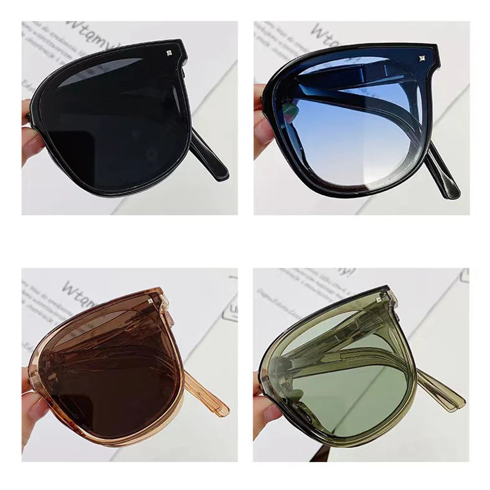 Foldable Sunglasses with Case for Women, Fashion Air Cushion Eyewear, UV 400 Polarized Eyewear
