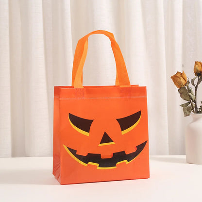 5 PCS Halloween Non-Woven Treat Bags Pumpkin Ghost Bat Mummy Monster Cat Pattern Totes Bag Trick or Treat Halloween Party Favor