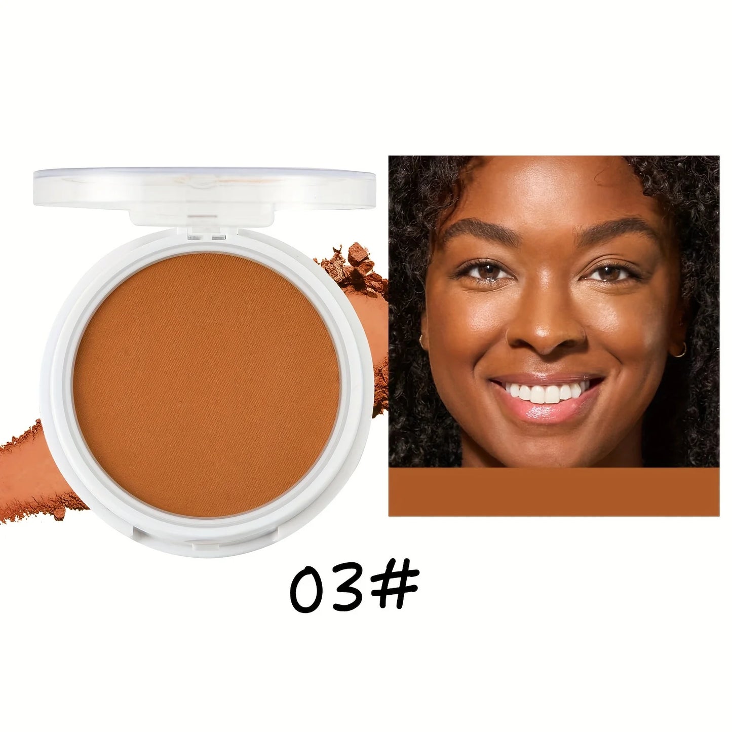 Wheat Bronzing Powder for Dark Skin, Matte Finish, Sweatproof &amp; Oil Dark Foundation Concealer, Powder Puff And Mirror