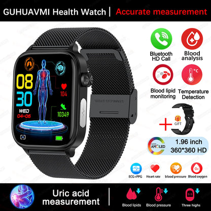 2025 New For XIAOM1 ECG+PPG Blood Fat Uric Acid Health Smartwatch Men Women Heart Rate Blood Pressure Bluetooth Call Smart Watch
