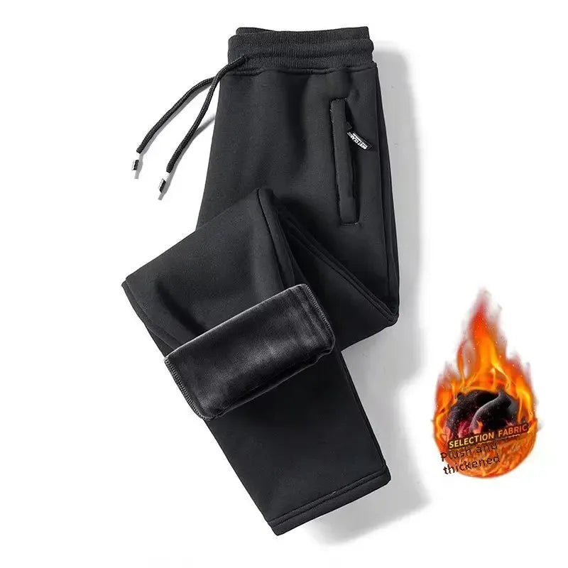 Men's Loose-Fit Fleece-Lined Long Casual Pants Autumn/Winter 2024 Spring/Autumn Korean Style Straight-Leg Pants For Youth