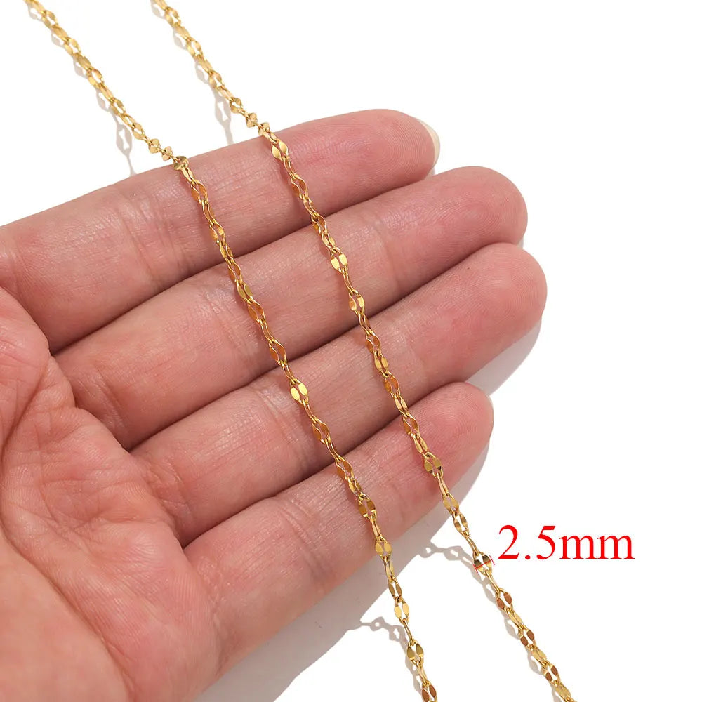 2-meter Lips Beads Chain Stainless Steel Cable Chains for Jewelry Making DIY Necklace Bracelet Accessories Gold Chain Findings
